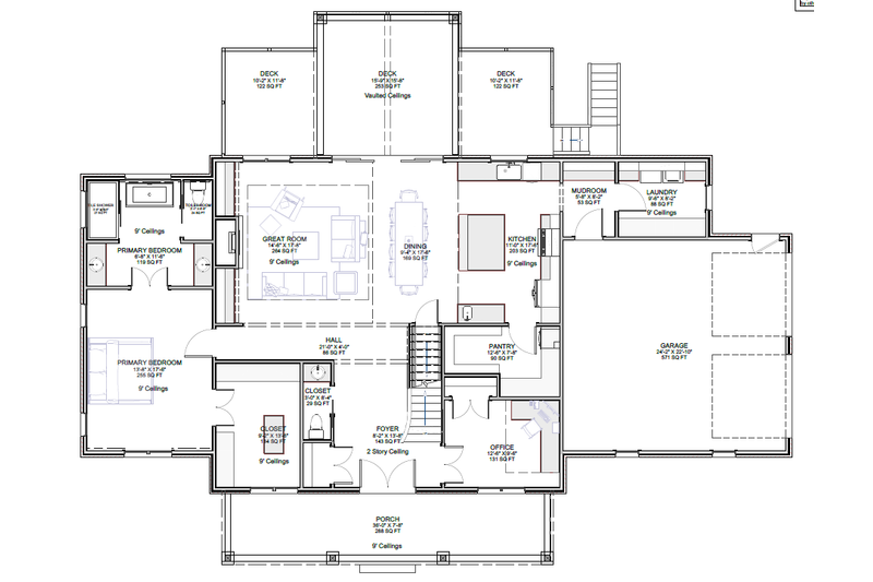 House Design - Floor Plan - Main Floor for Country House Plan #1116-35 - 4 bed, 2.5 bath
