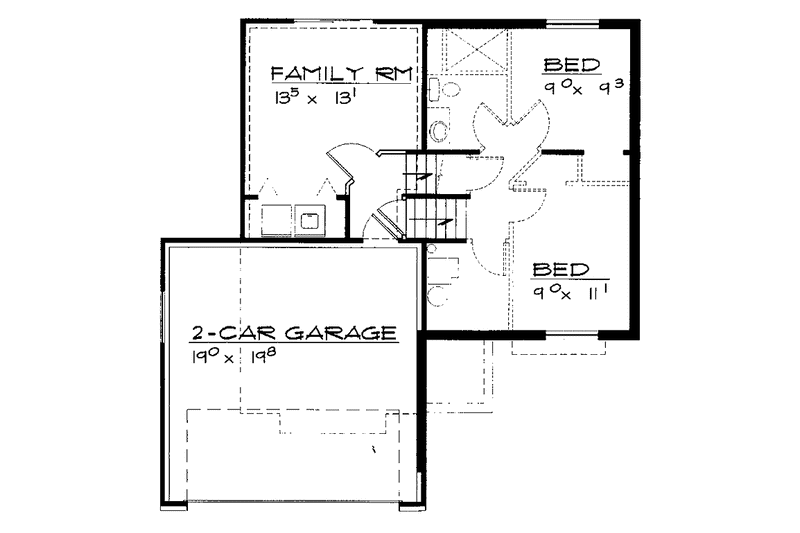 Home Plan - Floor Plan - Lower Floor for Contemporary House Plan #308-284 - 2 bed, 1 bath