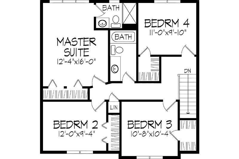 Architectural House Design - Floor Plan - Upper Floor for Country House Plan #51-710 - 4 bed, 2.5 bath