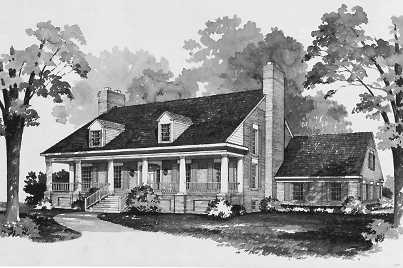Home Plan - Exterior - Front Elevation 3 for Classical House Plan #72-692 - 3 bed, 2 bath