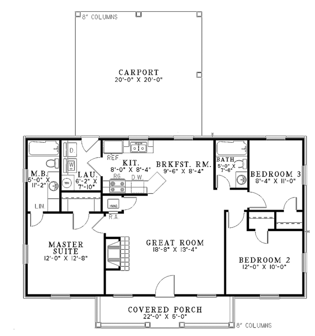 Country Style House Plan 3 Beds 2 Baths 1100 Sq/Ft Plan