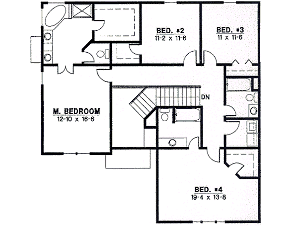 Traditional Floor Plan - Upper Floor Plan #67-807