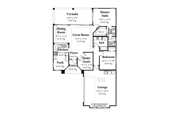 Floor Plan - Main Floor for Mediterranean House Plan #930-380 - 2 bed, 2 bath