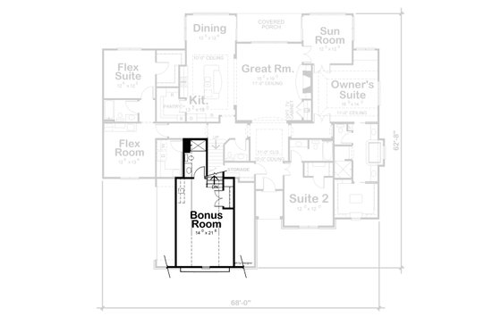 Floor Plan - Upper Floor for European House Plan #20-2451 - 3 bed, 3.5 bath