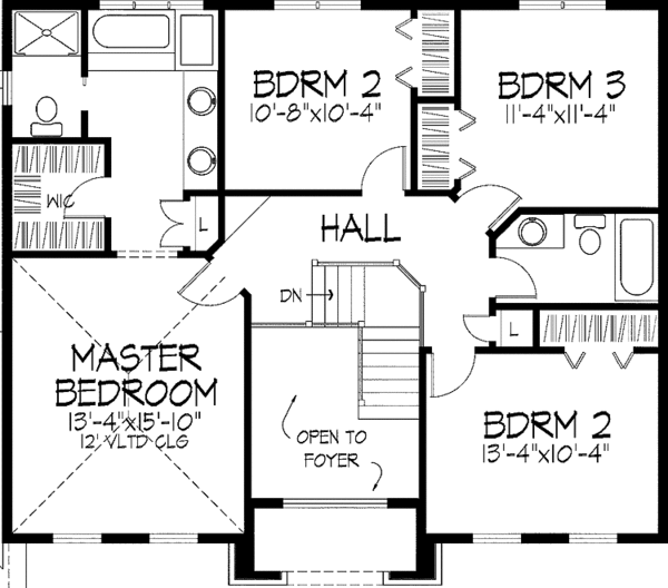 House Blueprint - Traditional Floor Plan - Upper Floor Plan #51-852