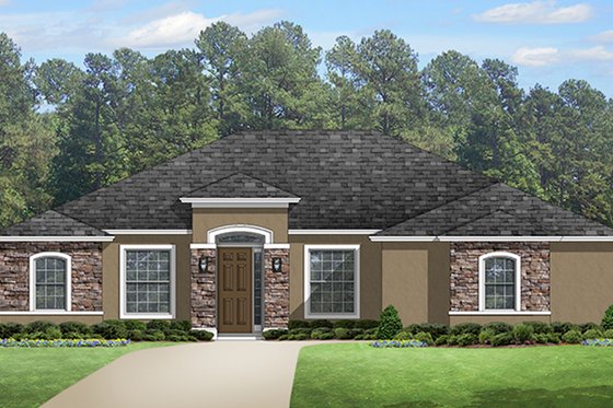 Exterior - Front Elevation 3 for Mediterranean House Plan #1058-125 - 3 bed, 2.5 bath