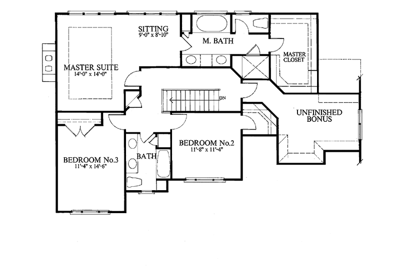 Home Plan - Floor Plan - Upper Floor for European House Plan #429-120 - 4 bed, 3 bath