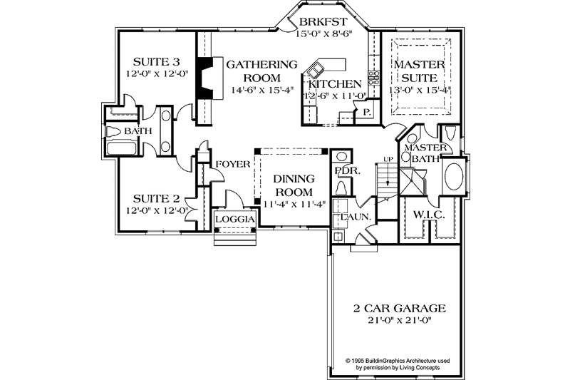 Dream House Plan - Floor Plan - Main Floor for Traditional House Plan #453-497 - 3 bed, 2.5 bath