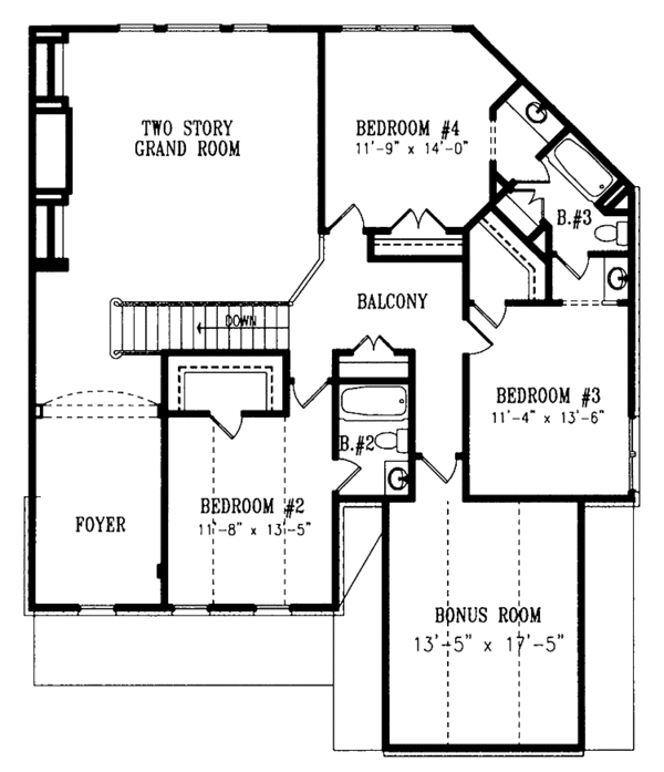Home Plan - Colonial Floor Plan - Upper Floor Plan #54-220