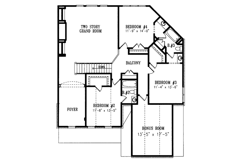 Home Plan - Floor Plan - Upper Floor for Colonial House Plan #54-220 - 4 bed, 3.5 bath