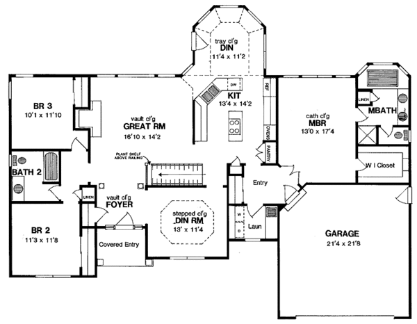 House Design - Ranch Floor Plan - Main Floor Plan #316-170