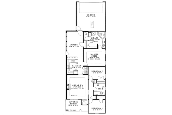 Floor Plan - Main Floor for Ranch House Plan #17-3114 - 3 bed, 2 bath