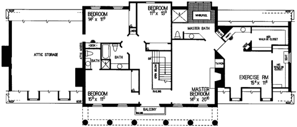 House Blueprint - Classical Floor Plan - Upper Floor Plan #72-848