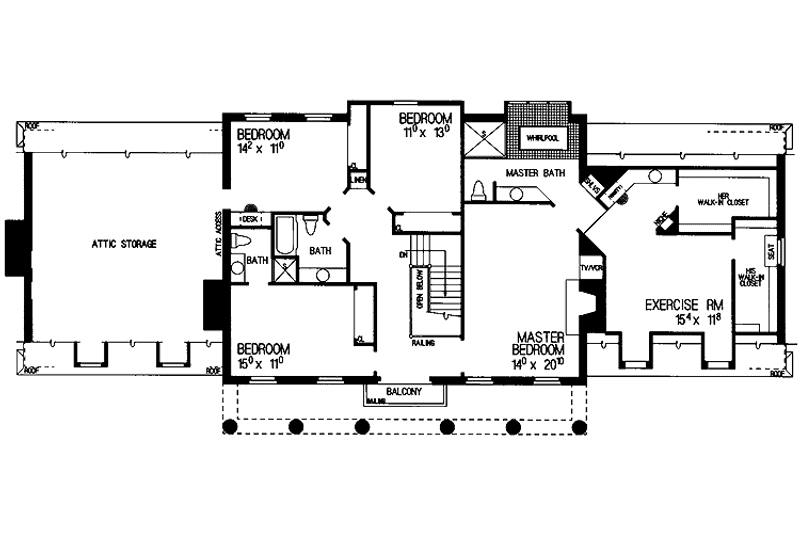 Home Plan - Floor Plan - Upper Floor for Classical House Plan #72-848 - 4 bed, 3.5 bath