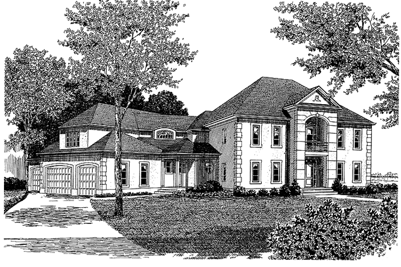 Architectural House Design - Exterior - Front Elevation 3 for Classical House Plan #453-199 - 4 bed, 4 bath