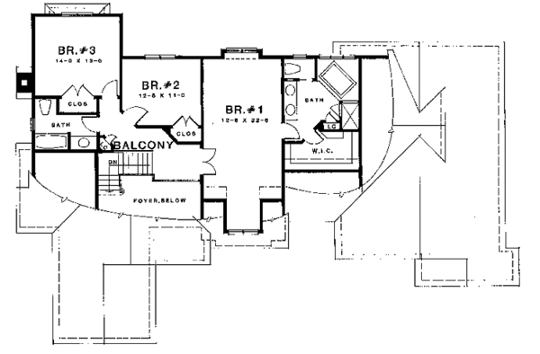 House Design - Traditional Floor Plan - Upper Floor Plan #1001-130