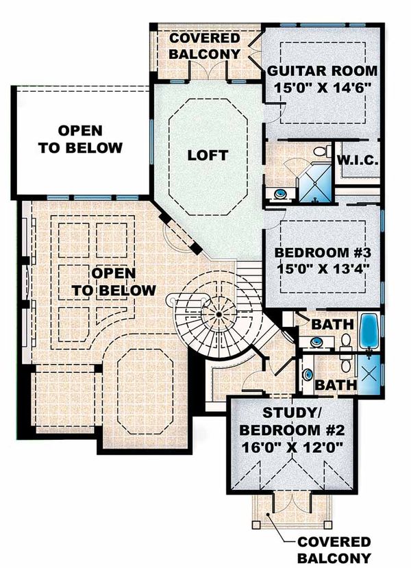 Home Plan - Mediterranean Floor Plan - Upper Floor Plan #1017-16