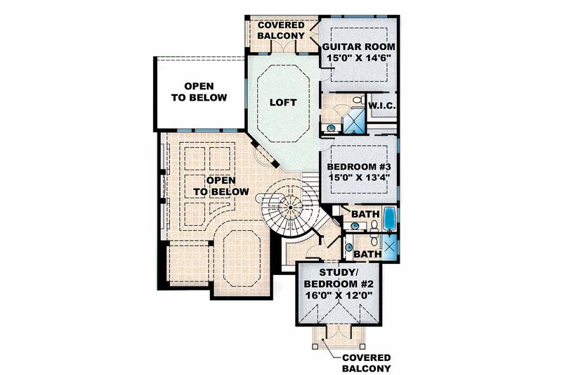 Dream House Plan - Floor Plan - Upper Floor for Mediterranean House Plan #1017-16 - 5 bed, 4 bath
