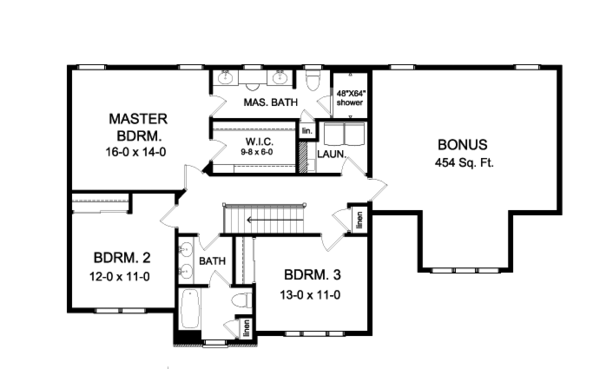Architectural House Design - Colonial Floor Plan - Upper Floor Plan #1010-83