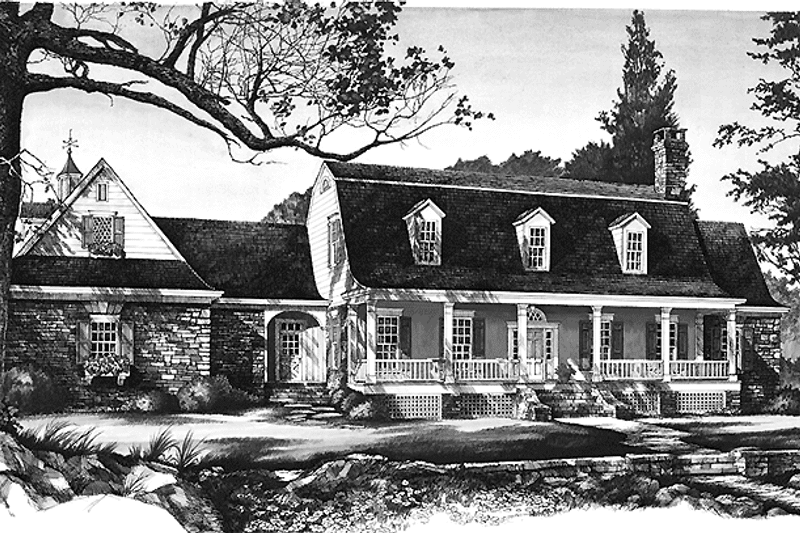 Architectural House Design - Exterior - Front Elevation 3 for Colonial House Plan #137-305 - 4 bed, 4 bath