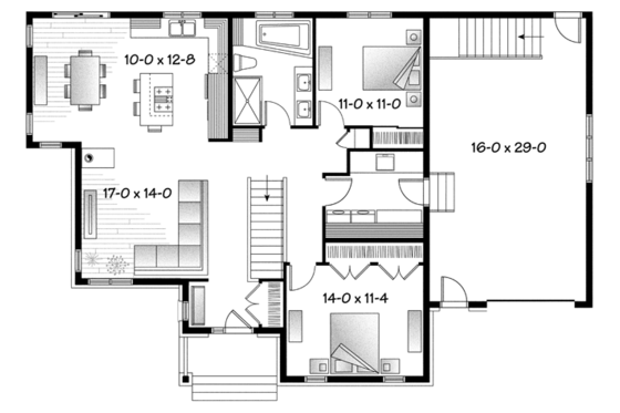 Floor Plan - Main Floor for Country House Plan #23-2570 - 2 bed, 1 bath