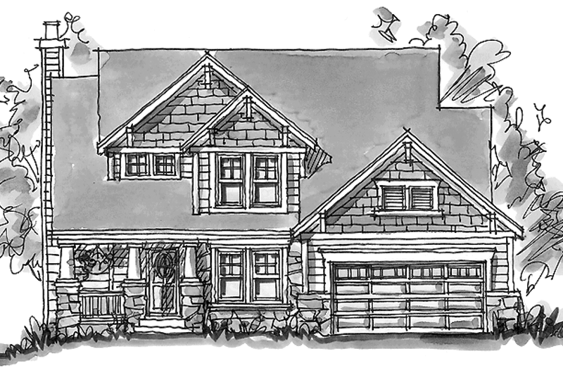 Architectural House Design - Craftsman Exterior - Front Elevation Plan #20-2220