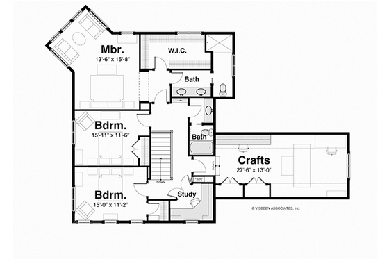 Floor Plan - Upper Floor for Country House Plan #928-250 - 4 bed, 3.5 bath