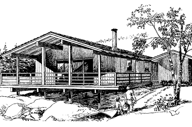 House Blueprint - Exterior - Front Elevation 3 for Contemporary House Plan #320-788 - 3 bed, 2 bath
