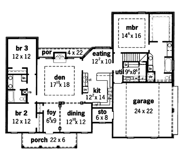 Farmhouse Floor Plan - Main Floor Plan #16-165