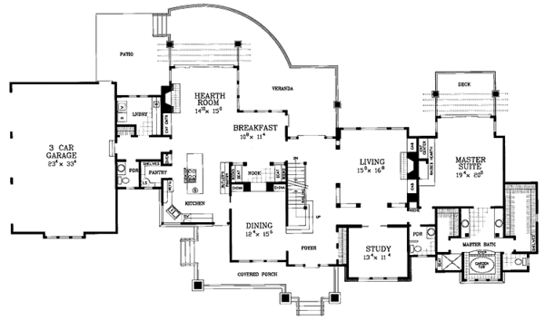 Architectural House Design - Craftsman Floor Plan - Main Floor Plan #72-1074