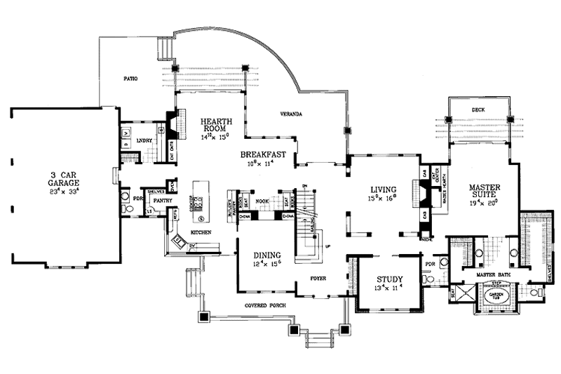 House Blueprint - Floor Plan - Main Floor for Craftsman House Plan #72-1074 - 4 bed, 3 bath