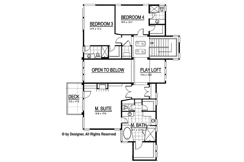Dream House Plan - Floor Plan - Upper Floor for Contemporary House Plan #569-31 - 5 bed, 6 bath