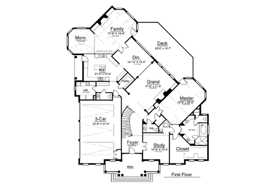 Floor Plan - Main Floor for European House Plan #119-357 - 5 bed, 6 bath