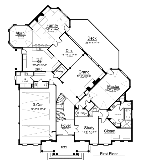 House Plan Design - European Floor Plan - Main Floor Plan #119-357