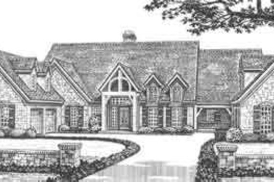 Exterior - Front Elevation for European House Plan #310-346 - 4 bed, 4.5 bath