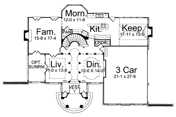 Floor Plan - Main Floor for Classical House Plan #119-139 - 4 bed, 3.5 bath