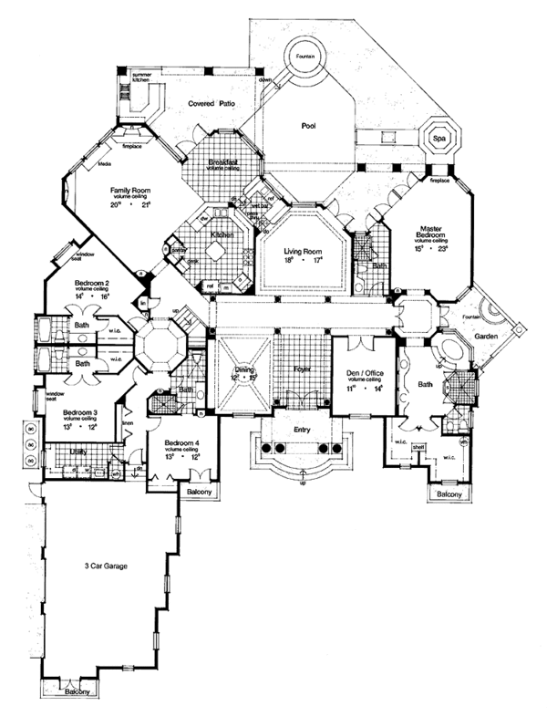 Architectural House Design - Mediterranean Floor Plan - Main Floor Plan #417-538