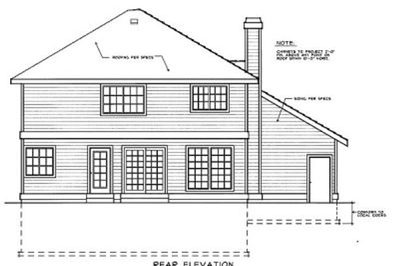 House Blueprint - Exterior - Rear Elevation for Traditional House Plan #90-203 - 3 bed, 2.5 bath