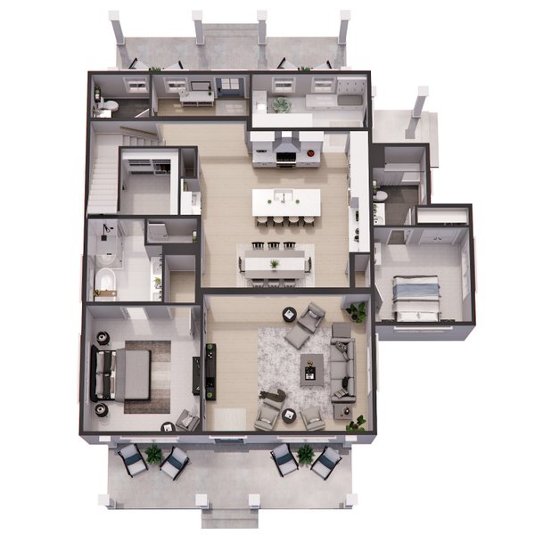 House Design - Floor Plan - Main Floor 1 for Farmhouse House Plan #51-1279 - 4 bed, 3.5 bath