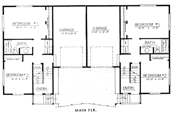 Floor Plan - Main Floor for Traditional House Plan #303-243 - 2 bed, 1.5 bath