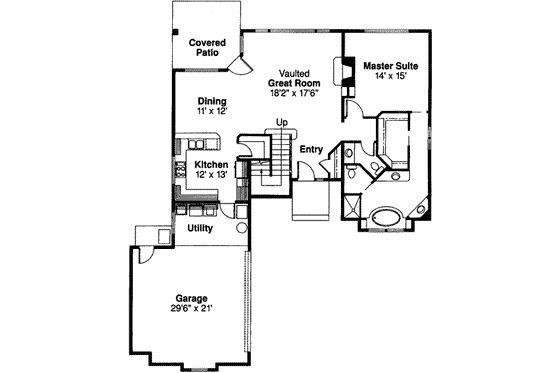Floor Plan - Main Floor for Mediterranean House Plan #124-337 - 3 bed, 2.5 bath