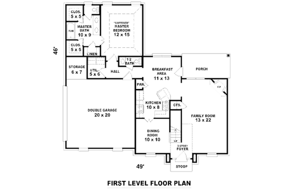 Floor Plan - Main Floor for Traditional House Plan #81-13781 - 3 bed, 2.5 bath