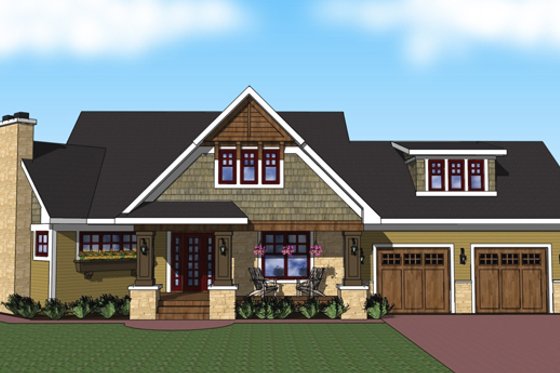 Craftsman Exterior - Front Elevation Plan #51-518