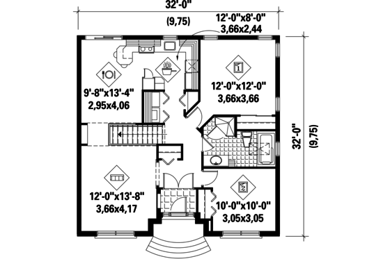 Floor Plan - Main Floor for Country House Plan #25-4455 - 2 bed, 2 bath