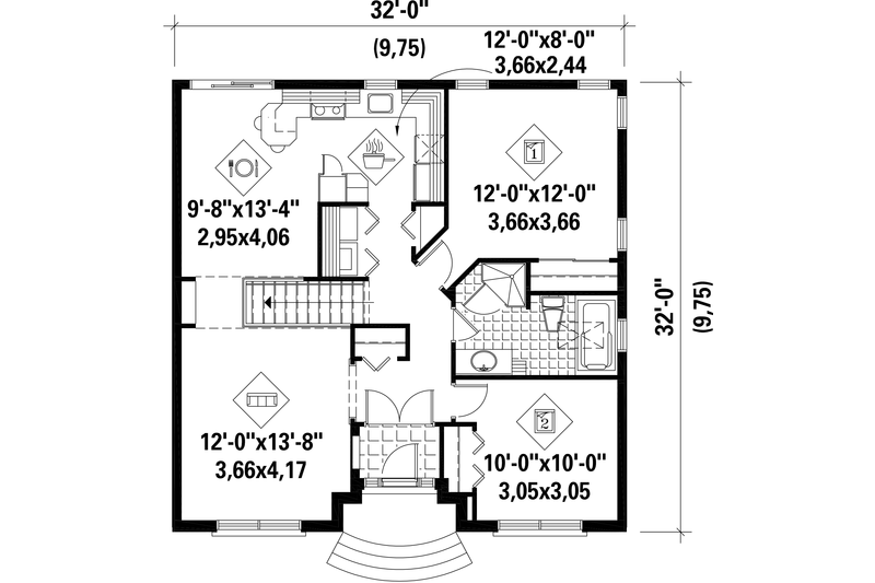 Dream House Plan - Floor Plan - Main Floor for Country House Plan #25-4455 - 2 bed, 2 bath