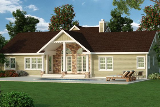 Exterior - Rear Elevation for Country House Plan #456-24 - 3 bed, 2.5 bath