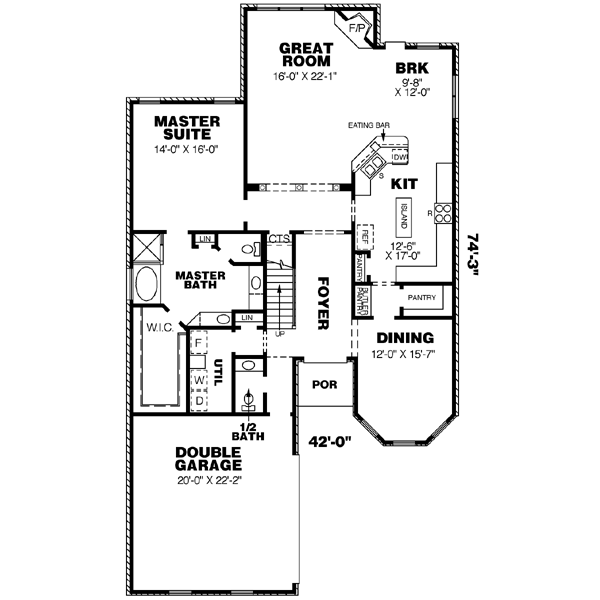 Dream House Plan - Southern Floor Plan - Main Floor Plan #34-185