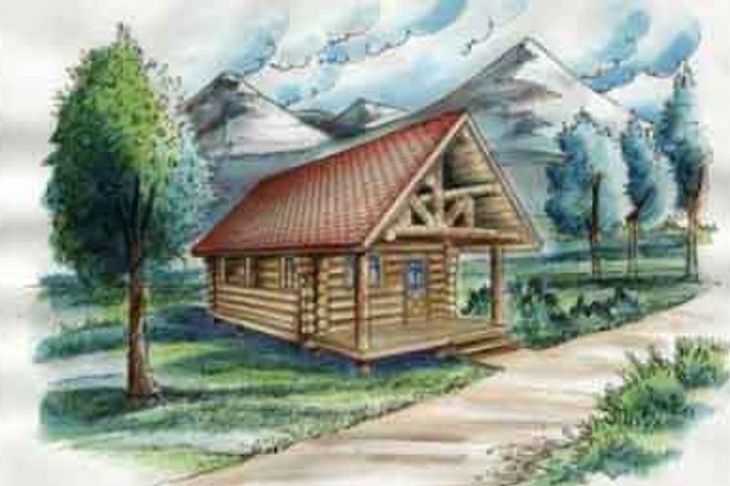 Home Plan - Log Exterior - Front Elevation Plan #117-117