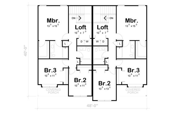 Floor Plan - Upper Floor for Farmhouse House Plan #20-2528 - 3 bed, 2.5 bath