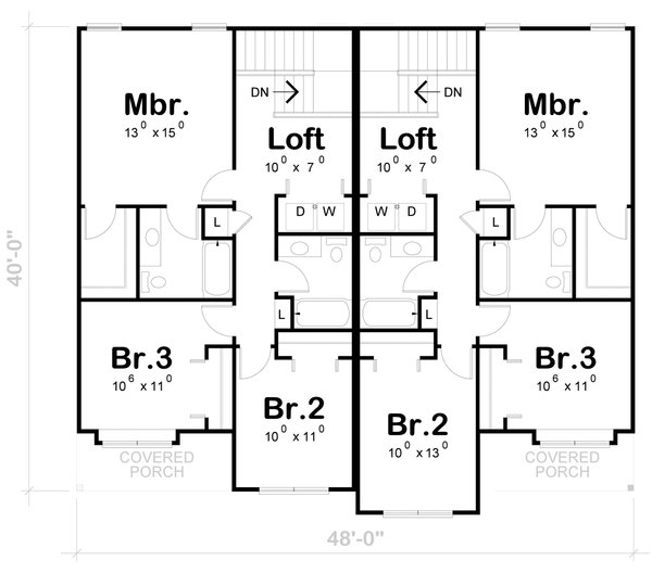 Traditional Floor Plan - Upper Floor Plan #20-2528